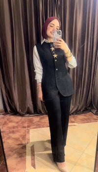 Premium French Linen Vest Set