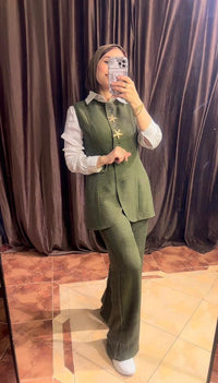 Premium French Linen Vest Set
